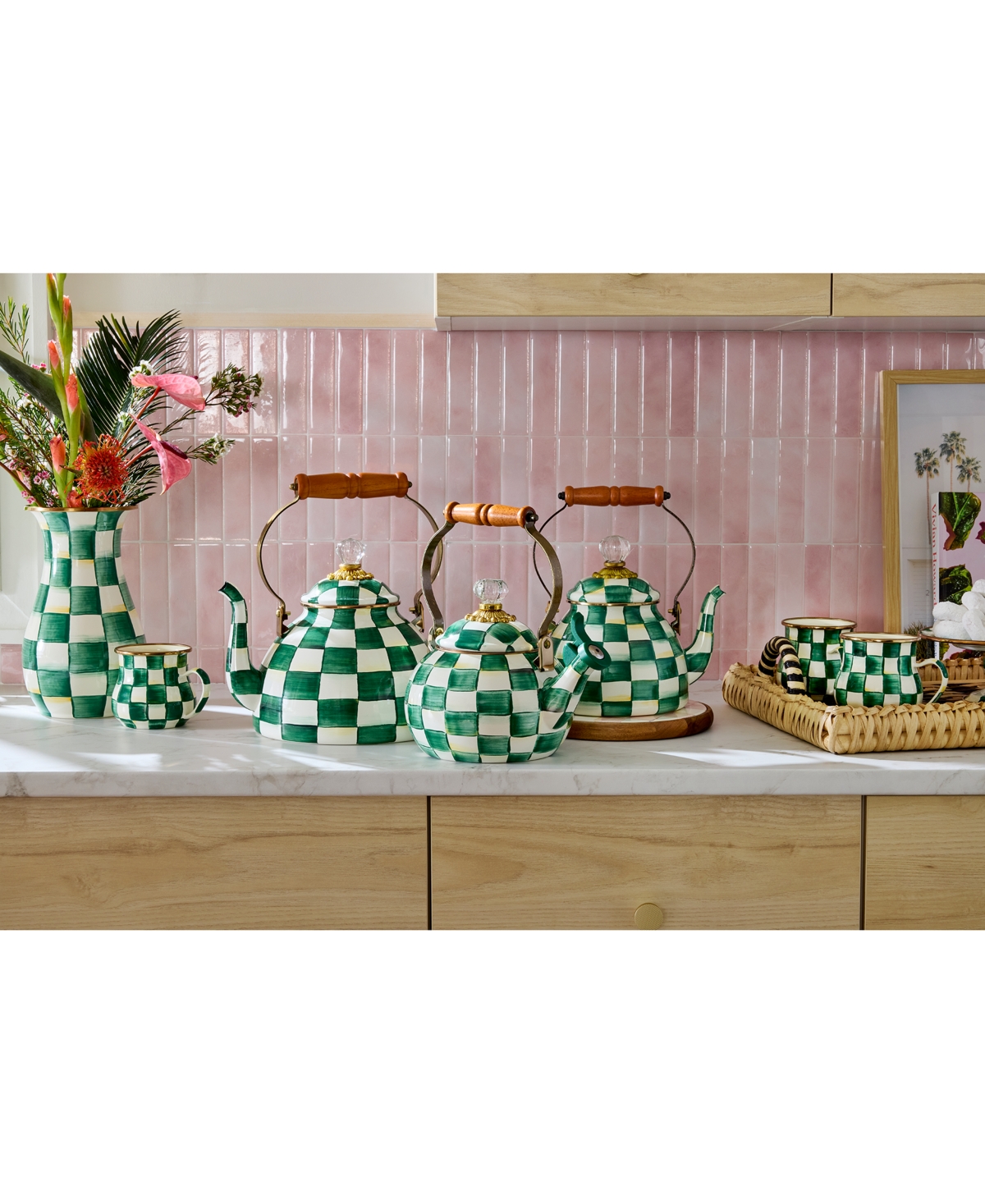 Mackenzie-childs Emerald Check 2-qt. Tea Kettle