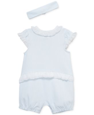 Baby Girls 2-Pc. Embroidered Cotton Romper & Headband Set
