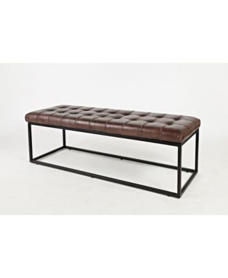 Global Archive 55" Genuine Distressed Leather Ottoman Bench