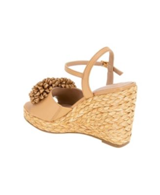 Women's Erika Raffia Flower Wedge Sandals