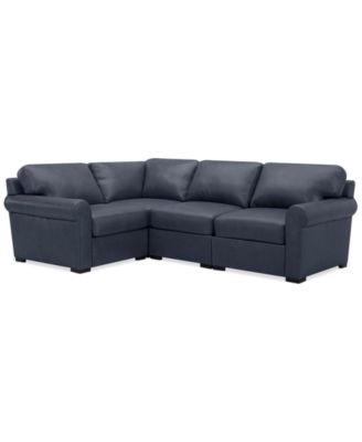 Radley Roll Arm 104" 4-Pc. Leather Square Corner L Sectional