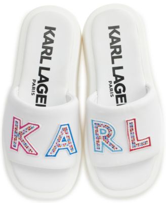 Women's Opal Stone Platform Slide Flat Sandals