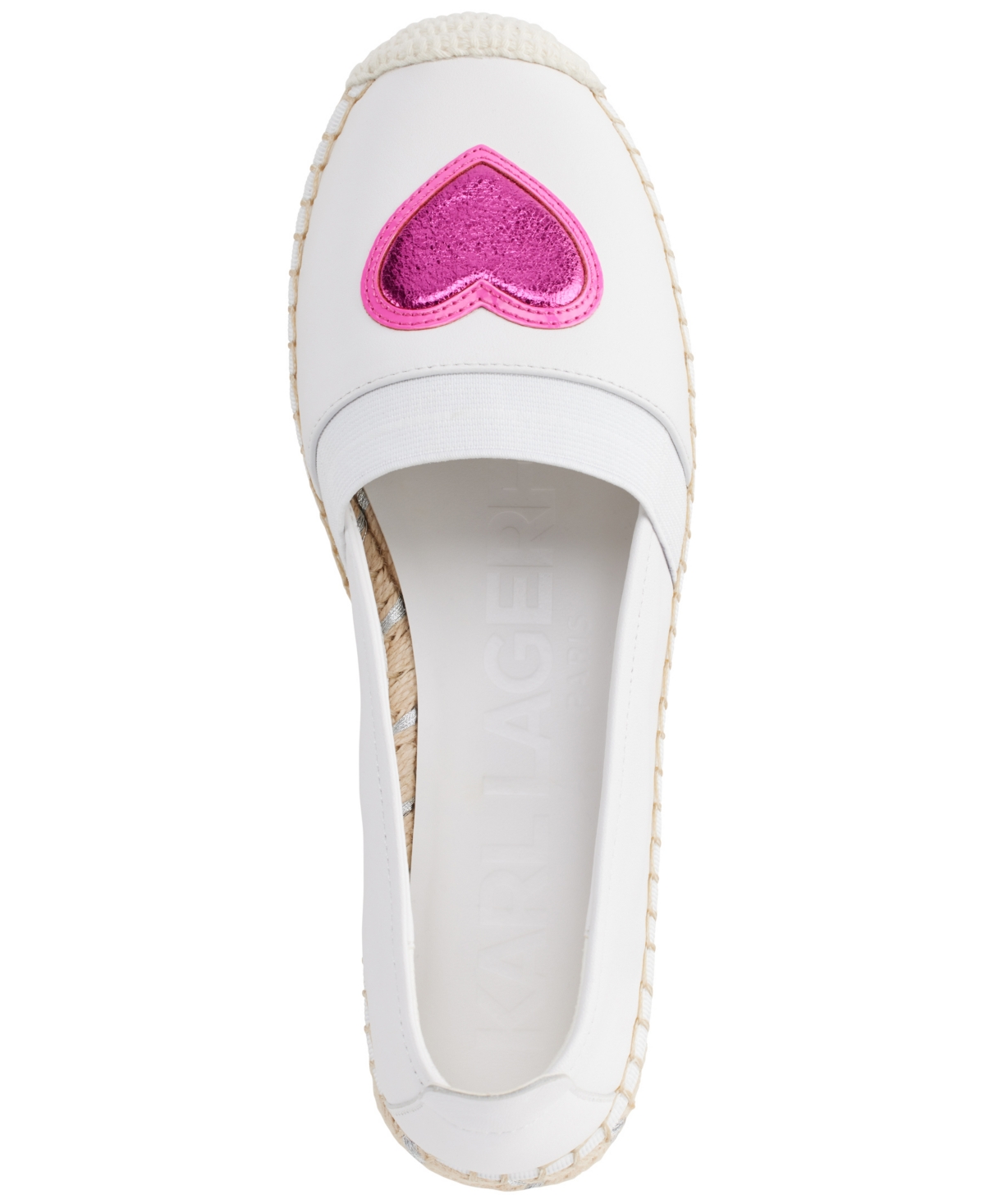 Karl Lagerfeld Women's Manika Heart Patch Espadrille Flats In Bright White