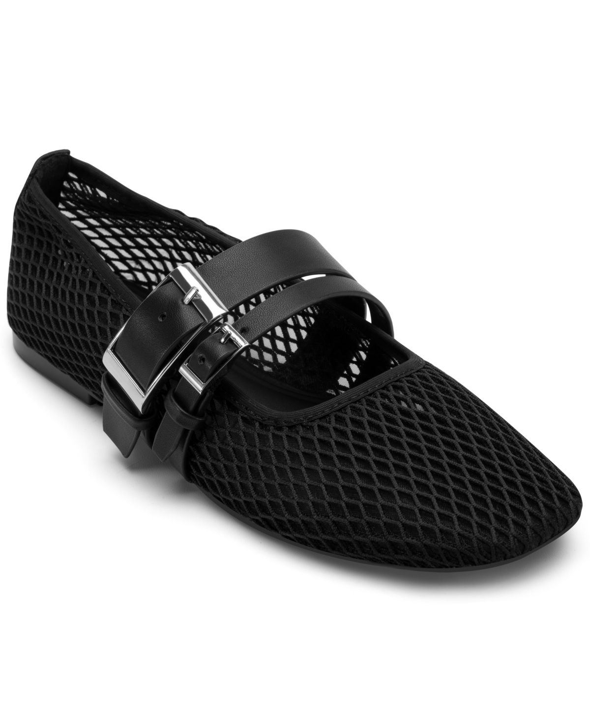 Dkny Women's Dade Mesh Buckle Ballet Flats - Black Mesh