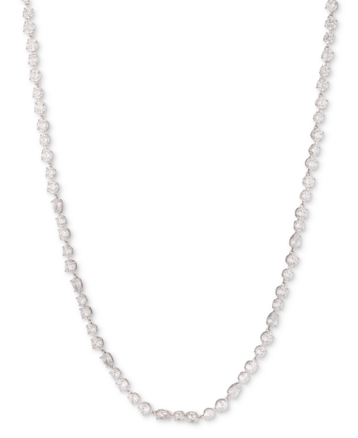 Mixed Cubic Zirconia Collar Necklace, 16" + 3" extender - Silver/White