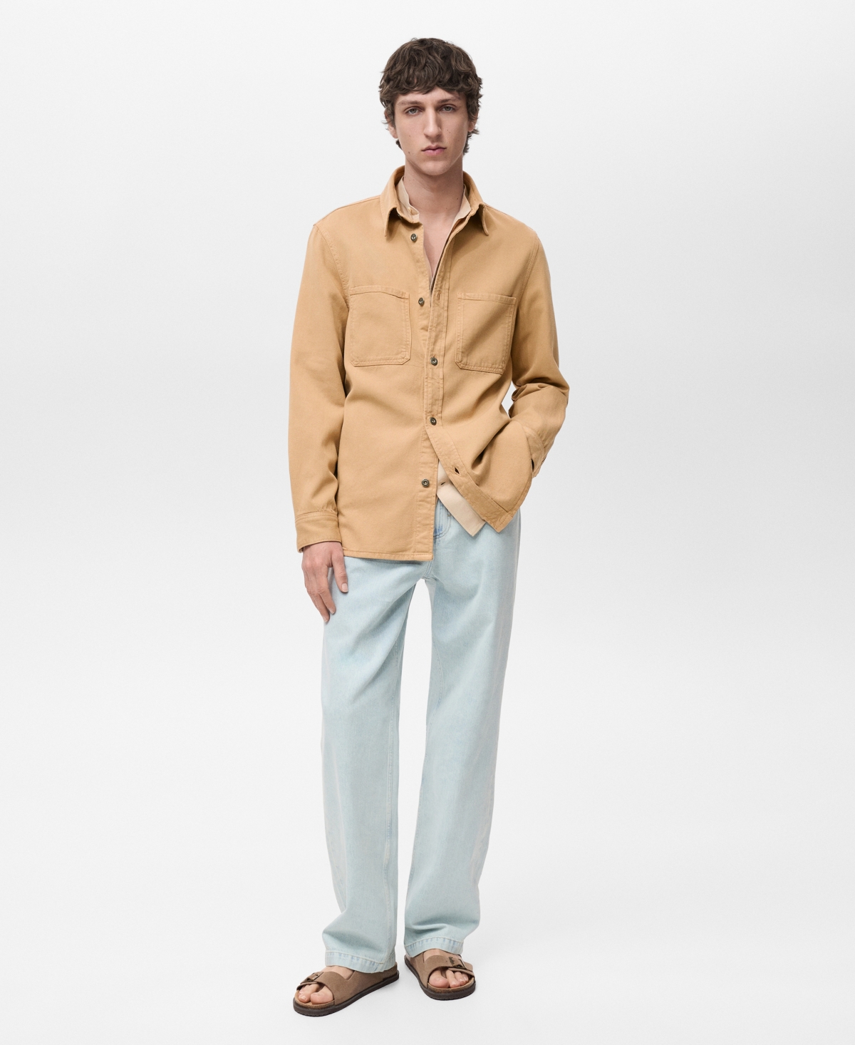 Mango Men's Lyocell Regular-fit Overshirt In Neutral