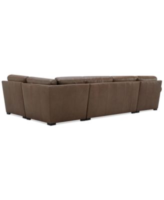 Radley Roll Arm 139" 4-Pc. Leather Square Corner Chaise Sectional, Exclusively at Macy's