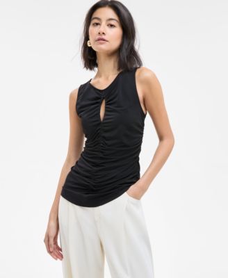 BOSS Orange - Women's Ruched Sleeveless Keyhole Top