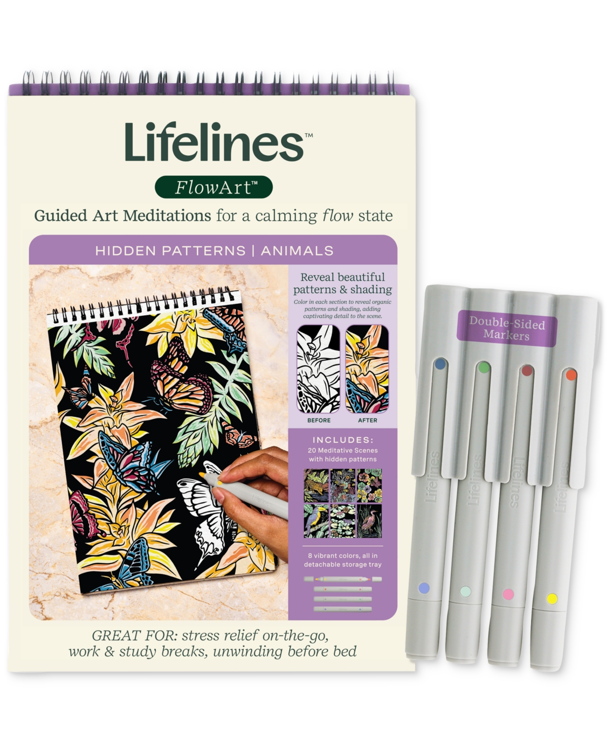 Lifelines Flowart Hidden Pattern Animals Art Kit In Multi