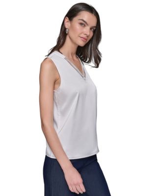 Women's Sleeveless V-Neck Blouse Top