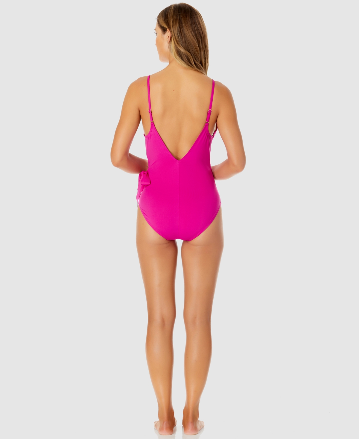 ANNE COLE WOMEN'S SOLID WRAP-TIE ONE-PIECE SWIMSUIT 