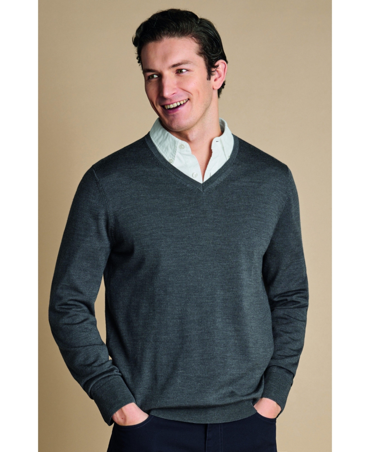 Men's Merino V-Neck Sweater - Grey