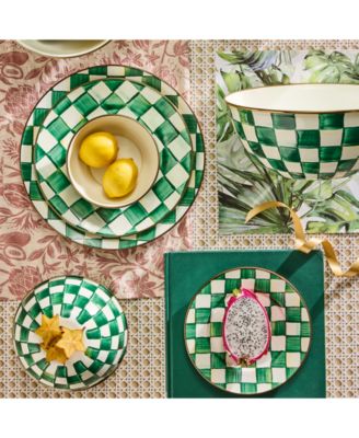Emerald Check Salad Plate