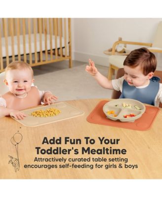 2-Pack Prep Silicone Placemats for Toddlers, Kids, Non Slip Suction Dining Table Baby Placemat, Easy to Clean