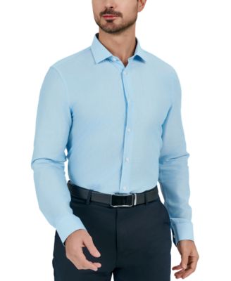 Men's Slim Flit Dobby Micro-Grid Button-Front Dress Shirt