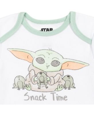 Starwars Baby Boys Mandalorian Yoda Layette Set Bodysuit Pant Bib Hat