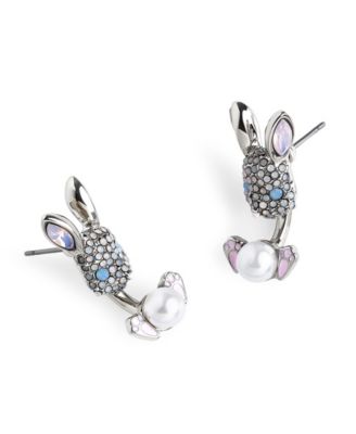 Faux Stone Spring Bunny Barbell Jacket Earring