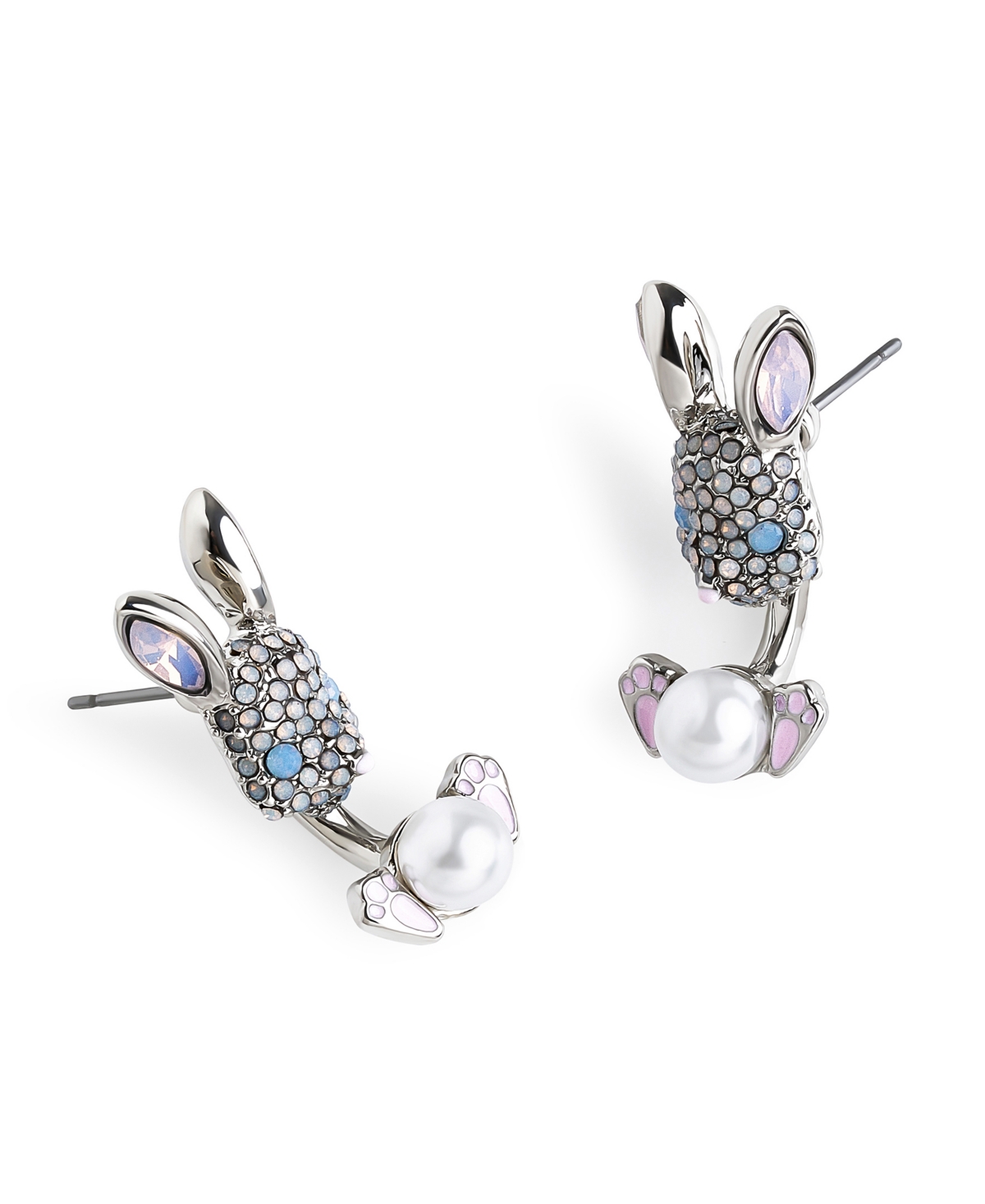 BETSEY JOHNSON FAUX STONE SPRING BUNNY BARBELL JACKET EARRING 