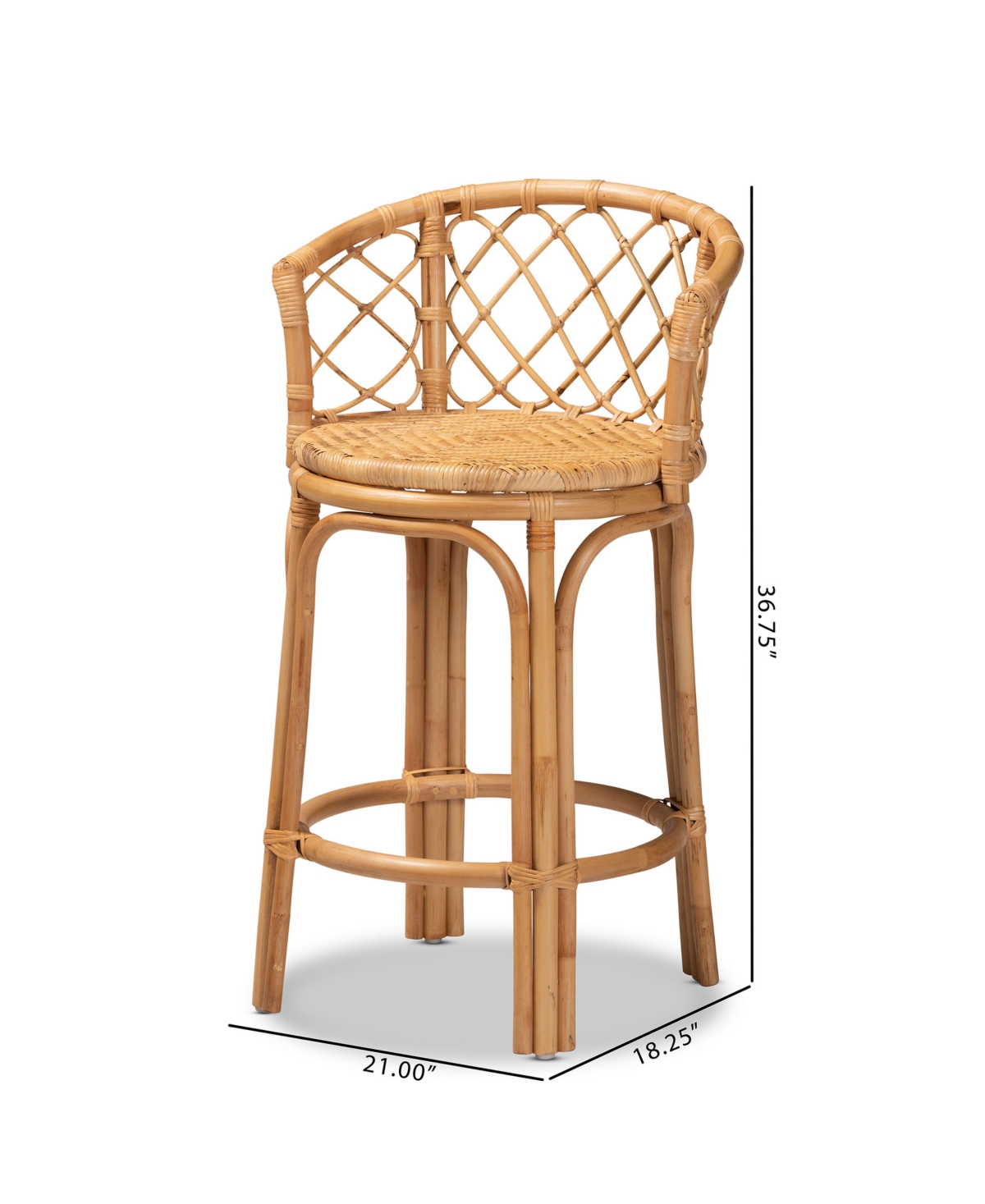 Bali & Pari 21" Rattan Orchard Modern Bohemian Counter Stool In Natural Brown