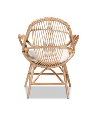 29" Upholstered and Finished Rattan Jayden Modern Bohemian Accent Chair