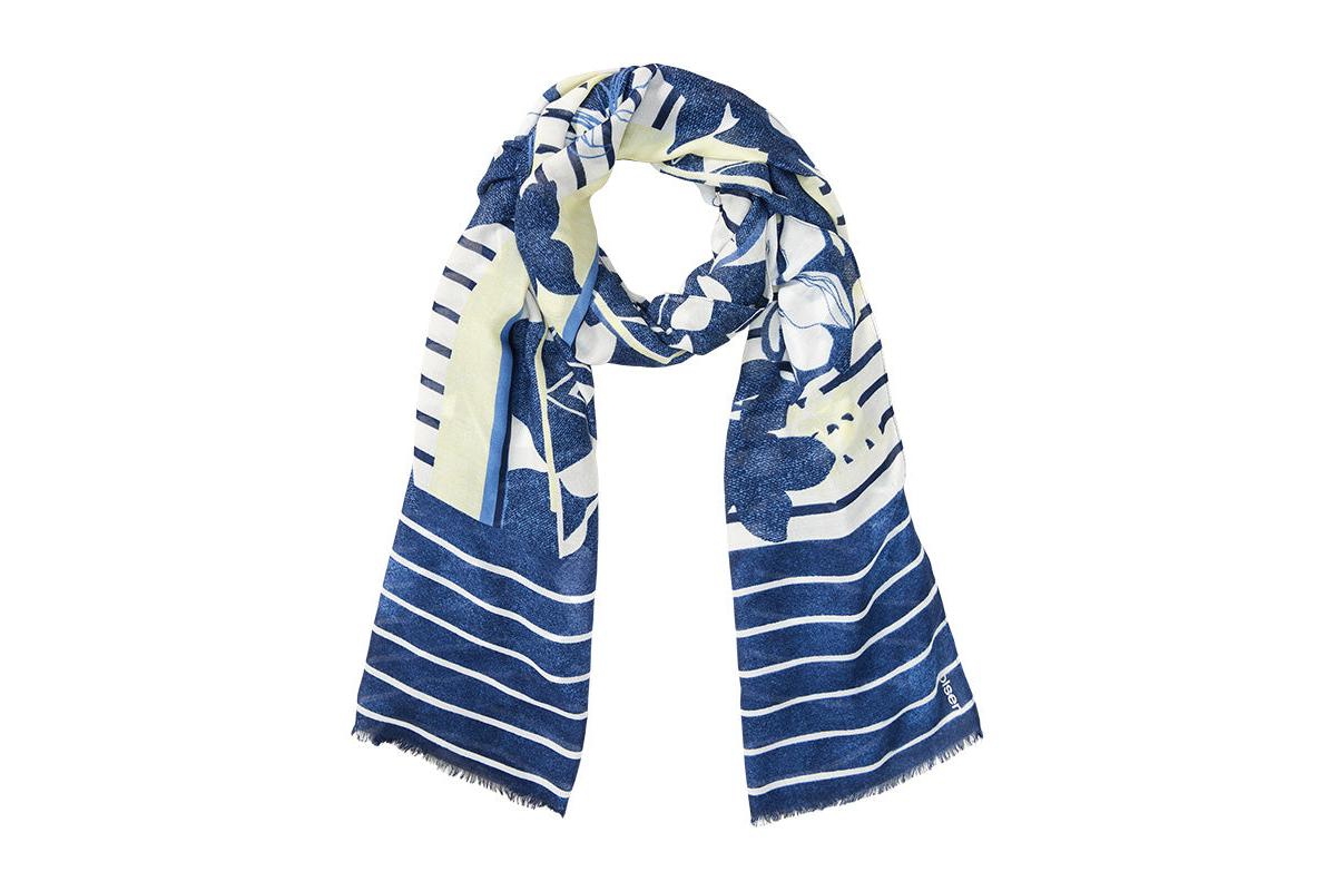 Multi Print Scarf - Ink blue
