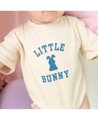 Baby Boys Bunny Steel Blue Easter Short Sleeve Romper