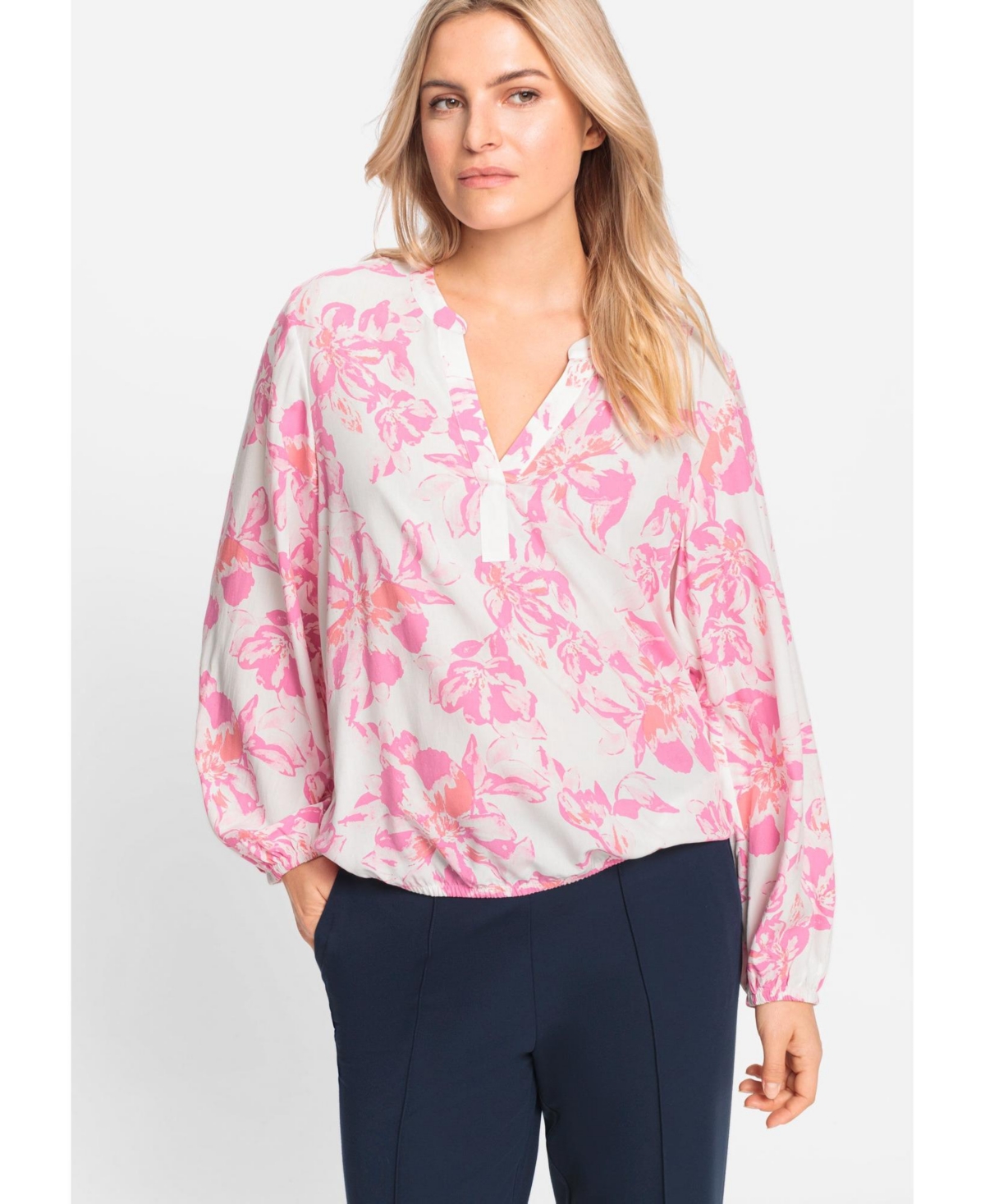 Women's Floral Tunic Blouse - Candy pink