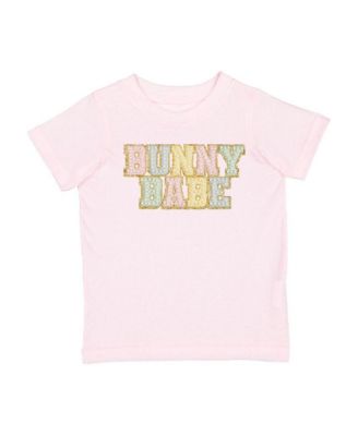 Little Girls Bunny Babe Patch Easter Short Sleeve T-Shirt