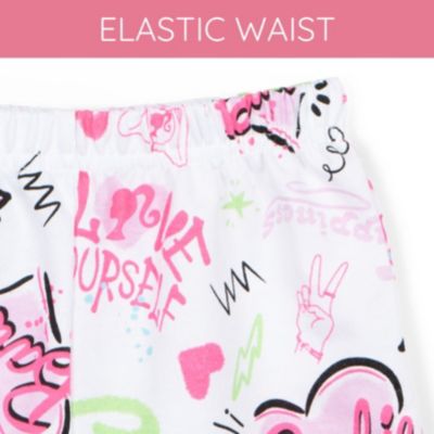 Girls Cropped Ribbed Tank Top and French Terry Shorts Outfit Set