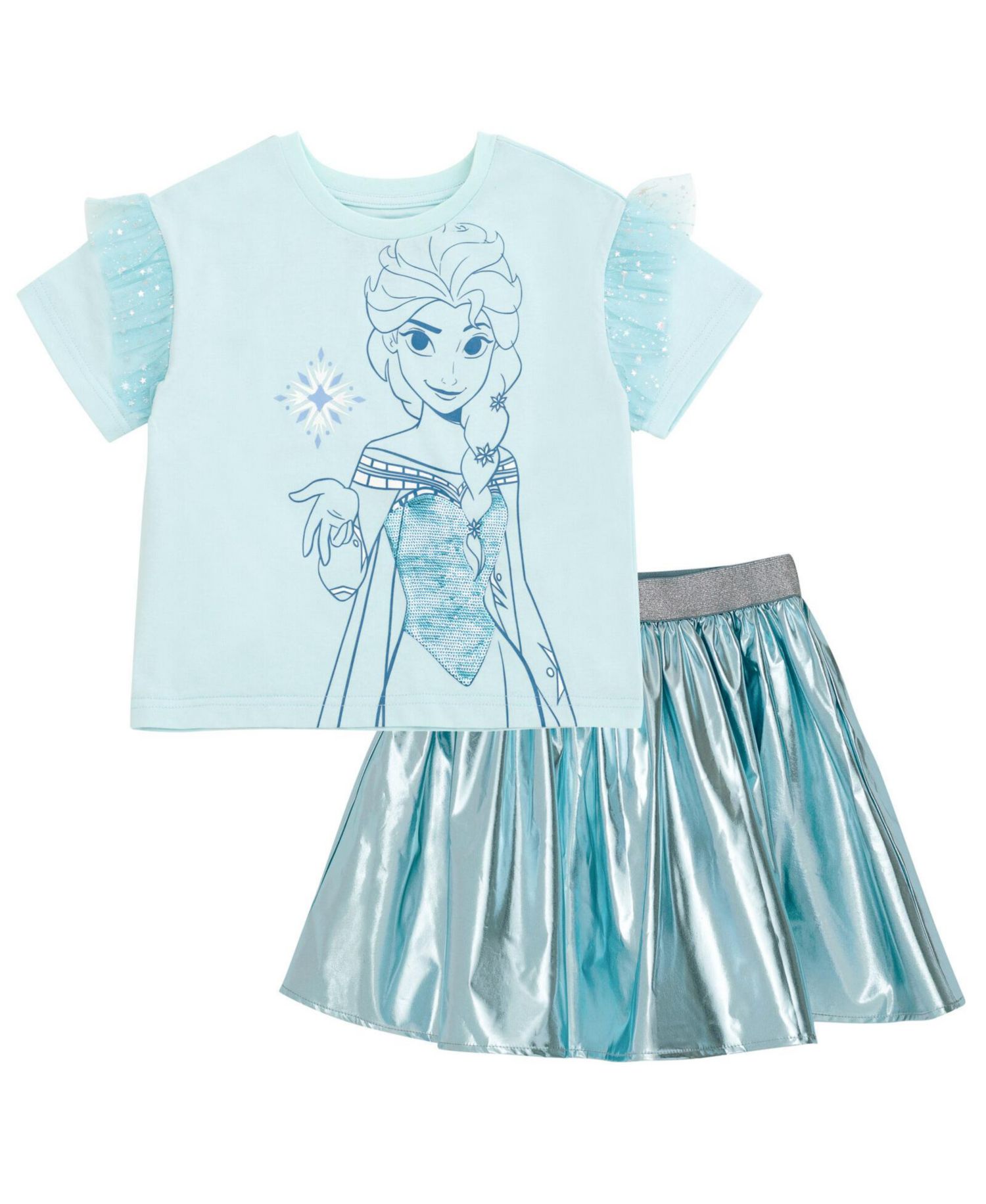 Girls Disney Queen Elsa T-Shirt and Skirt Outfit Set