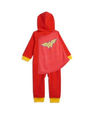 Girls DC Comics Zip Up Costume Pajama Coverall and Cape