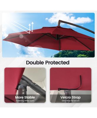 11ft Cantilever/Offset Hanging Patio Umbrella with Easy Tilt and Crank 360° Rotate