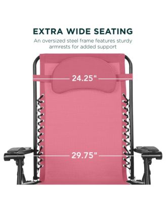 Oversized Zero Gravity Chair, Folding Outdoor Patio Recliner w/ Cup Holder