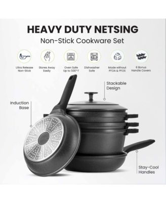 8-Piece Nesting Cookware Set with Silicone Handle Covers