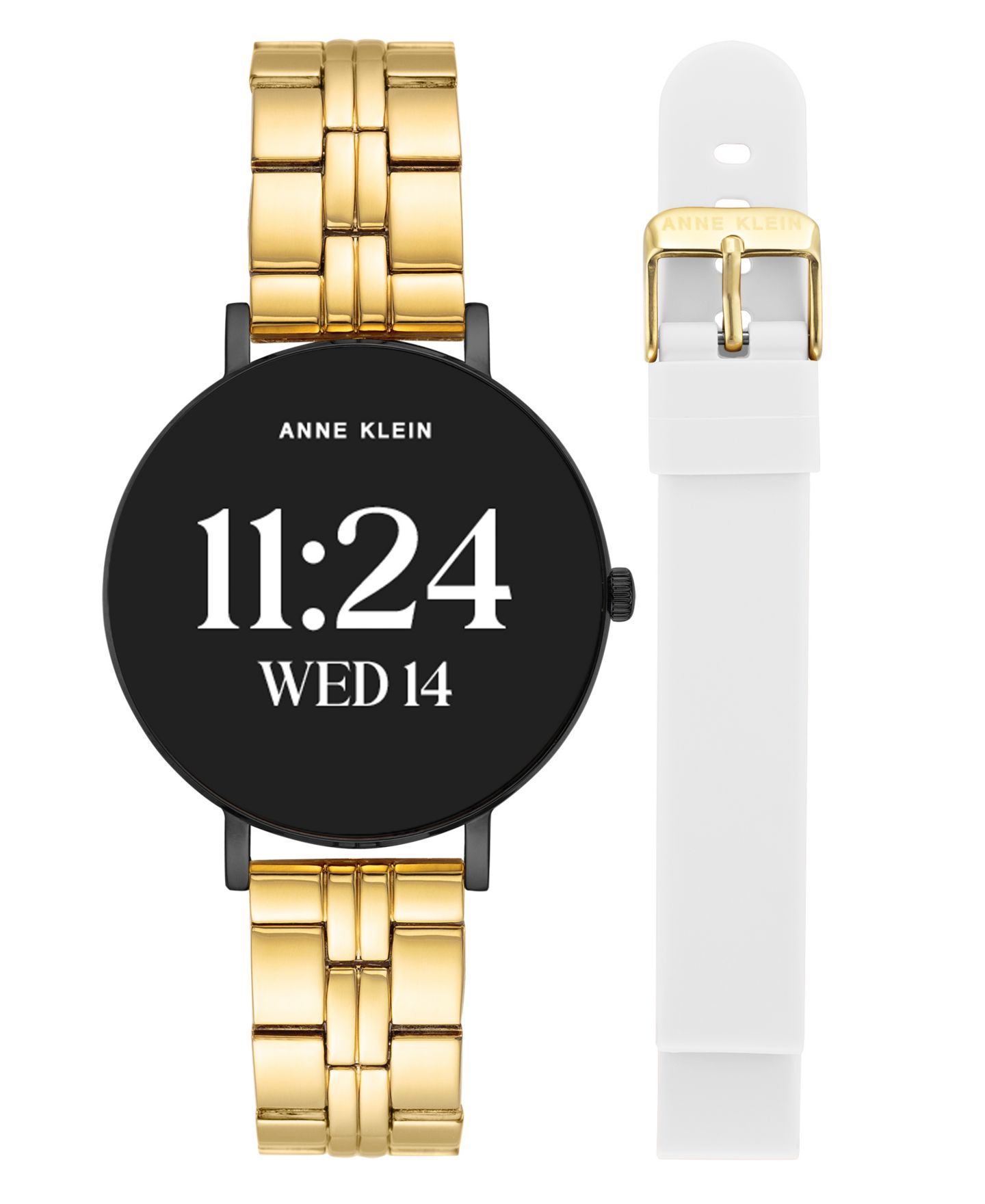 Женские смарт-часы Anne Klein Connect It Prism, золотистый металл, белый силикон, 30 мм — фото 1