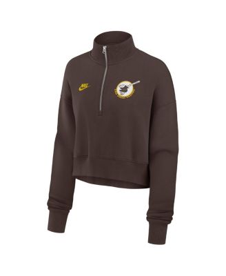 Women's Brown San Diego Padres Cooperstown Collection Phoenix Fleece Half-Zip Sweatshirt