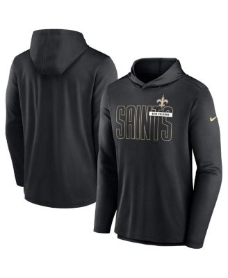 Nike - Men's Black New Orleans Saints Lightweight Performance Hooded Long Sleeve T-Shirt