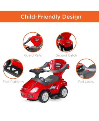 3-in-1 Kids Push and Pedal Toddler Ride On Wagon Play Toy Stroller w/ Sounds, Handle, Horn