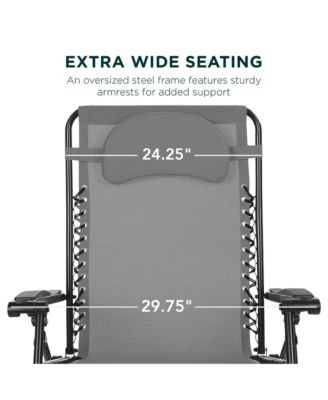 Oversized Zero Gravity Chair, Folding Outdoor Patio Recliner w/ Cup Holder