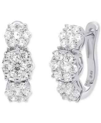 Lab Grown Diamond Triple Cluster Statement Earrings (2 ct. t.w.) in Sterling Silver or 14k Gold-Plated Sterling Silver