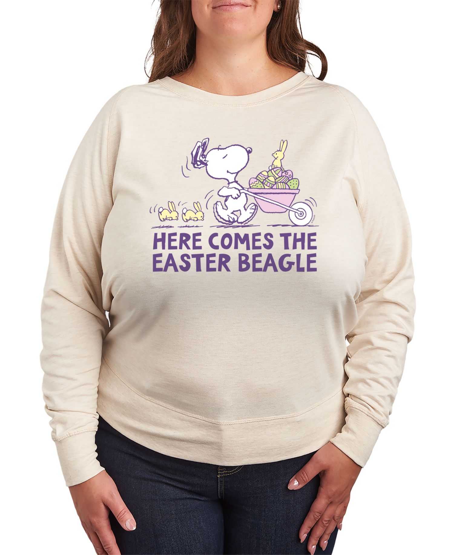Plus Size Peanuts Snoopy Easter Beagle Graphic Pullover T-Shirt