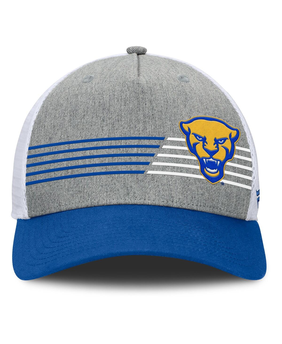 Fanatics Men's Heather Gray/royal Pitt Panthers Profile Trucker Adjustable Hat In Heather Gray,royal