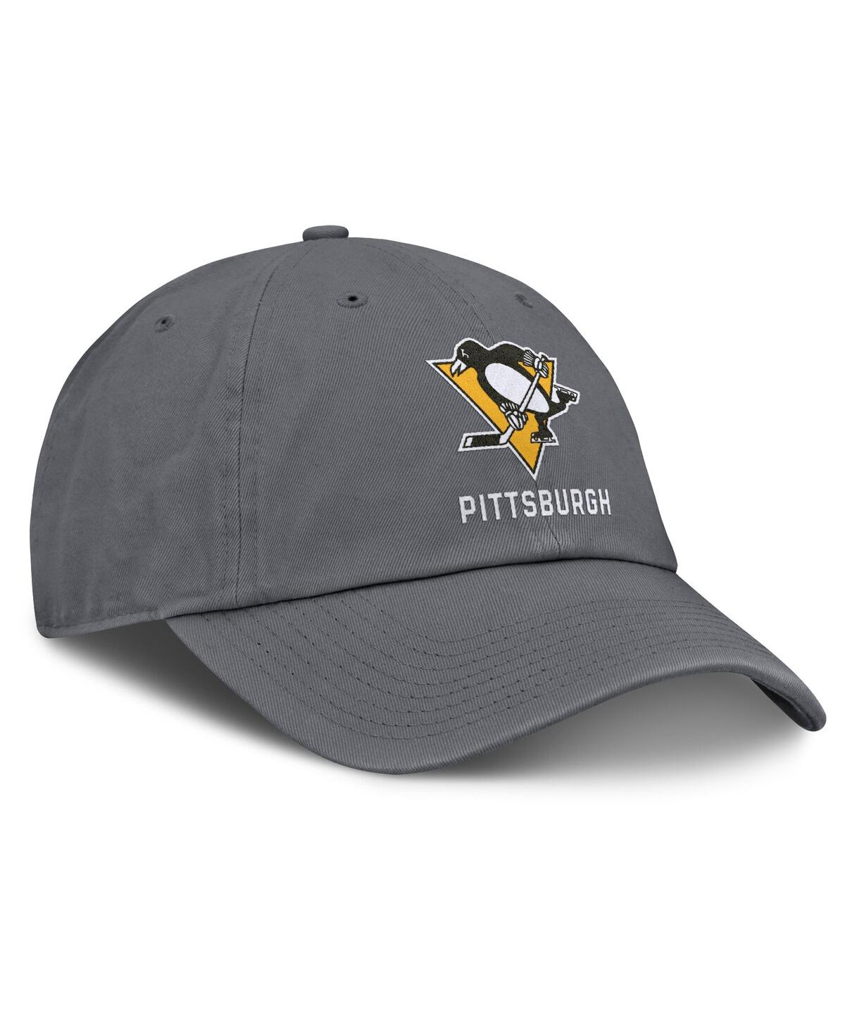 Fanatics Men's Charcoal Pittsburgh Penguins Washed Adjustable Hat In Charcoal