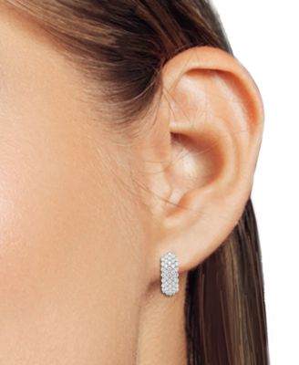 Lab Grown Diamond Cluster Small Hoop Earrings (2 ct. t.w.) in Sterling Silver or 14k Gold-Plated Sterling Silver
