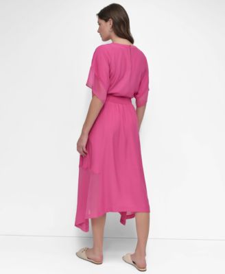 Women's Handkerchief Hem Mixed Media Maxi Skirt