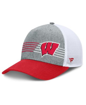 Fanatics - Men's  Heather Gray/Red Wisconsin Badgers Profile Trucker Adjustable Hat