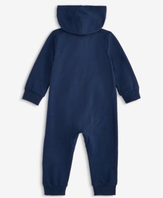 Baby Essentials Hooded French Terry Coverall & 3-Pack Core Ankle Gripper Socks