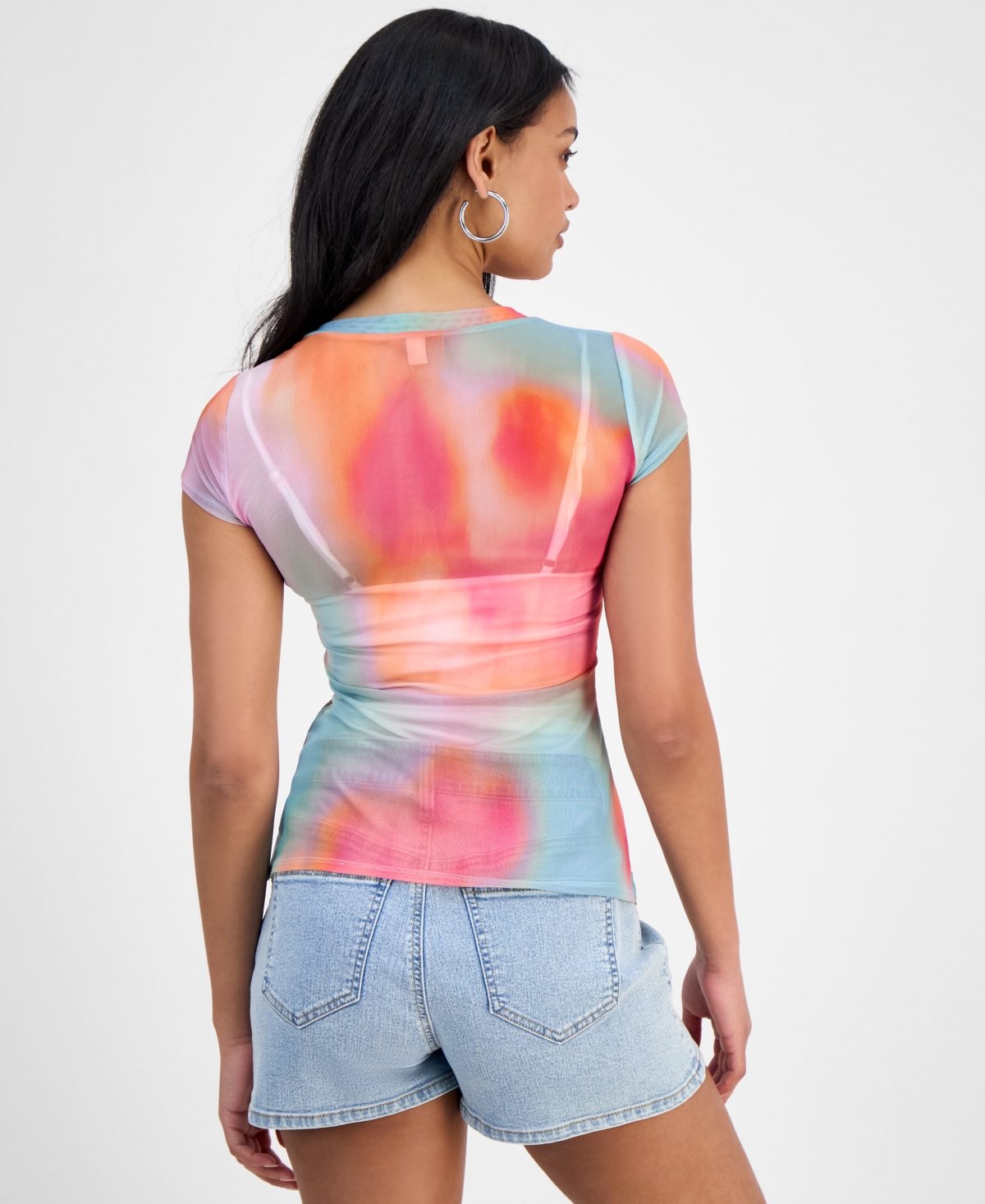 Bar Iii Women's Printed Mesh Top, Exclusively At Macy's In Ayla Absrct A