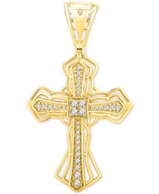 Macy's - Men's Diamond Openwork Cross Pendant (1/2 ct. t.w.) in 10k Gold
