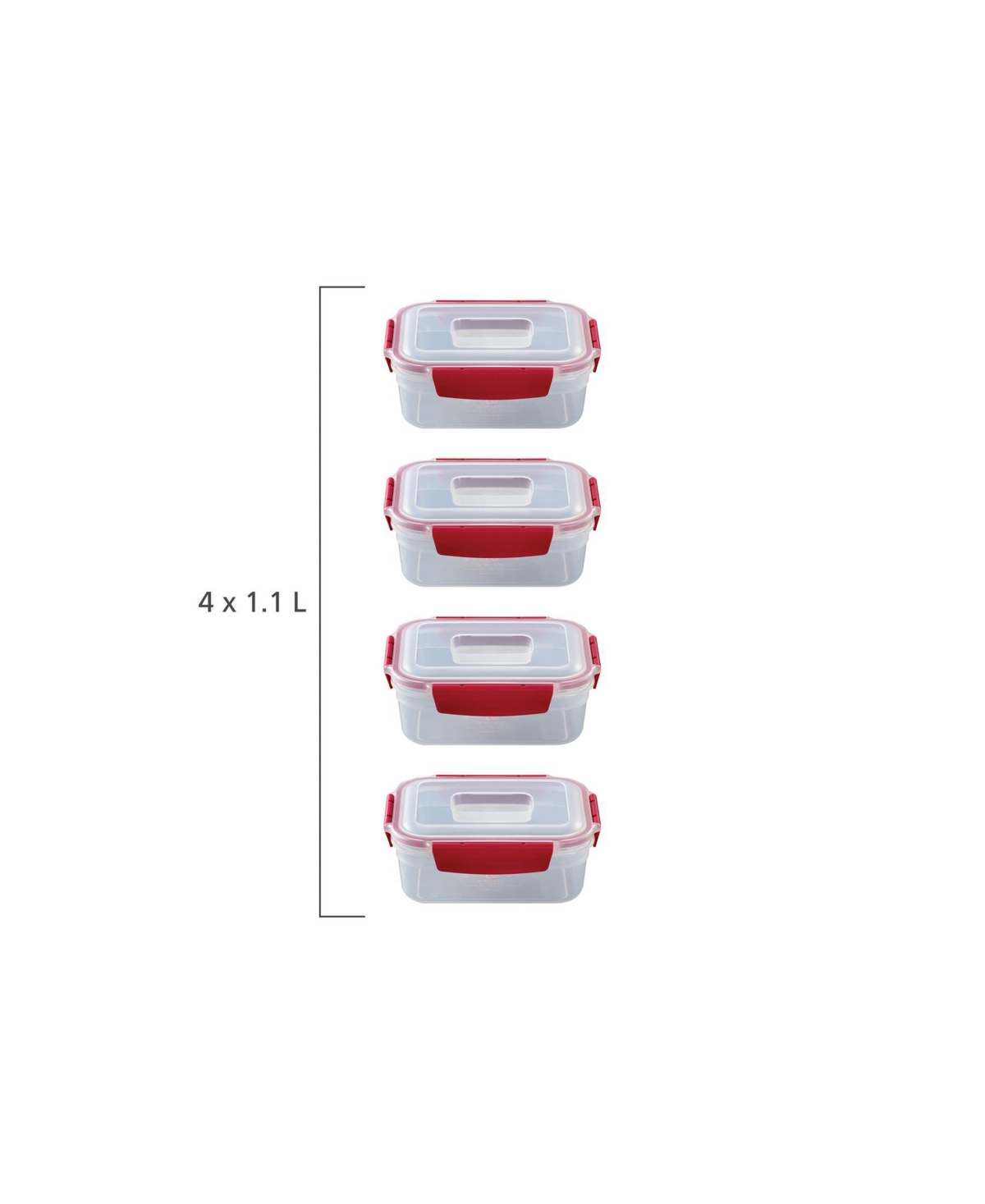 Joseph Joseph Nest Lock 8-piece Rectangular Food Storage Container Set In Red